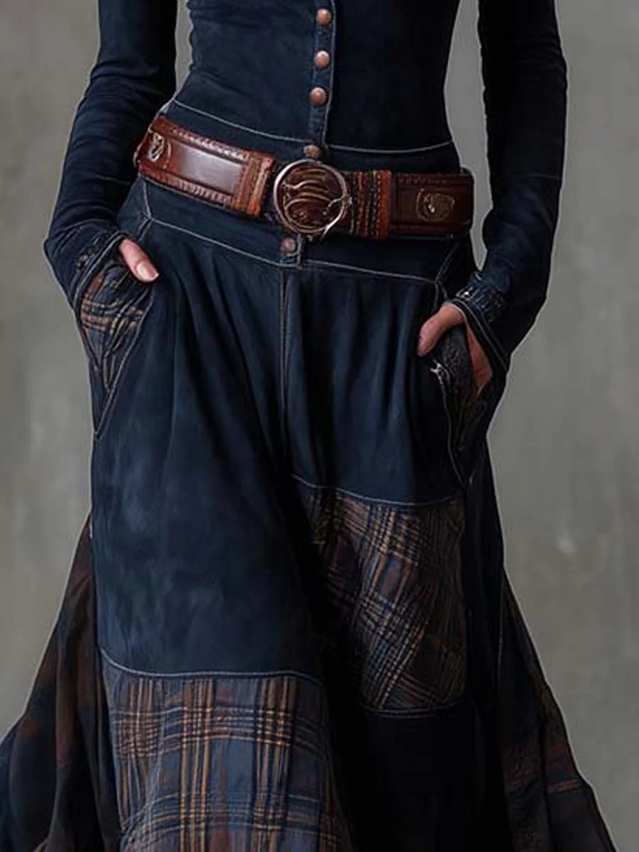 Charlotte - Suede Plaid Maxi Dress