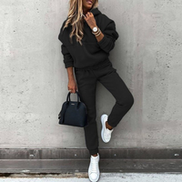 Effortless Fleece Hoodie Two Piece Set for Women with Drawstring Hood Kangaroo Pocket Relaxed Jogger Casual Style - Susan & Anne