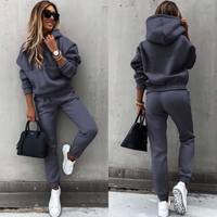 Effortless Fleece Hoodie Two Piece Set for Women with Drawstring Hood Kangaroo Pocket Relaxed Jogger Casual Style - Susan & Anne