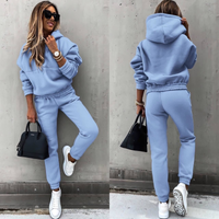 Effortless Fleece Hoodie Two Piece Set for Women with Drawstring Hood Kangaroo Pocket Relaxed Jogger Casual Style - Susan & Anne