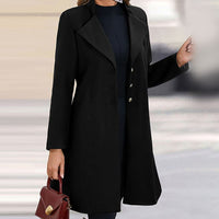 Elegant Wool Coat for Women with Notched Lapel Long Sleeve Button Front Tailored Style - Susan & Anne