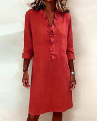 Breezy Linen-Blend Ruffle Shift Dress