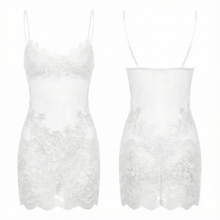 Velaire - Sheer Embroidered Lace Slip Dress