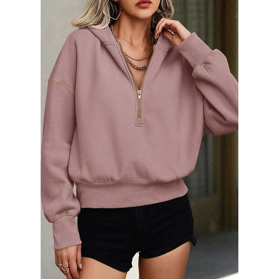 Women's Half Zip Cropped Hoodie