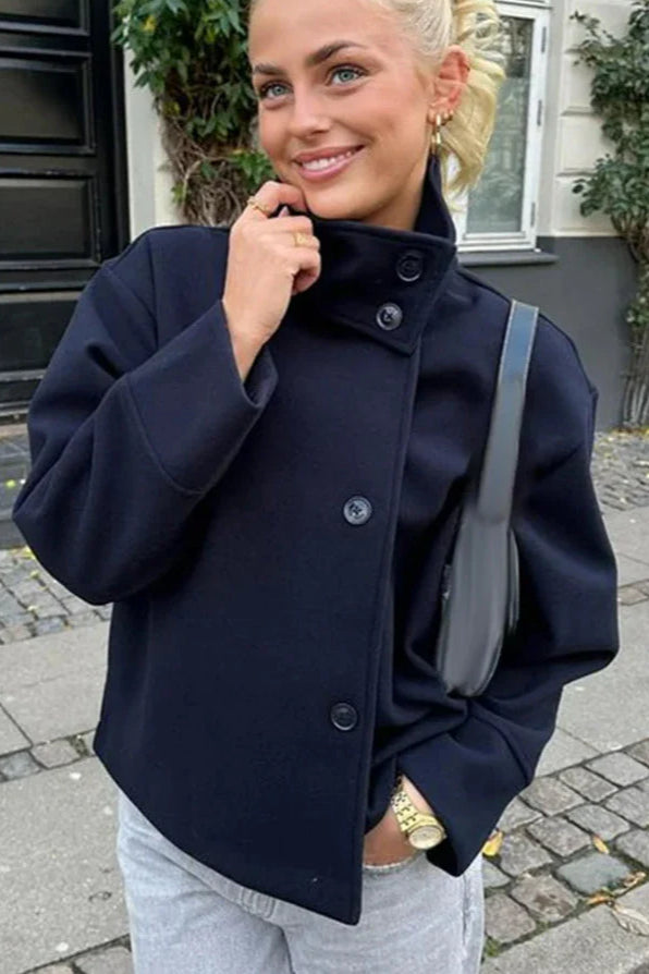 Kaye | Short Woolen Casual Lapel Overcoat