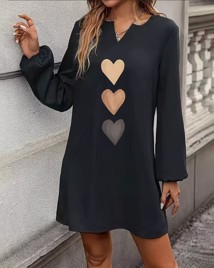 Adele - Heart-Print Shift Dress