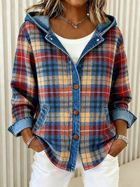 Hooded Check Denim Jacket