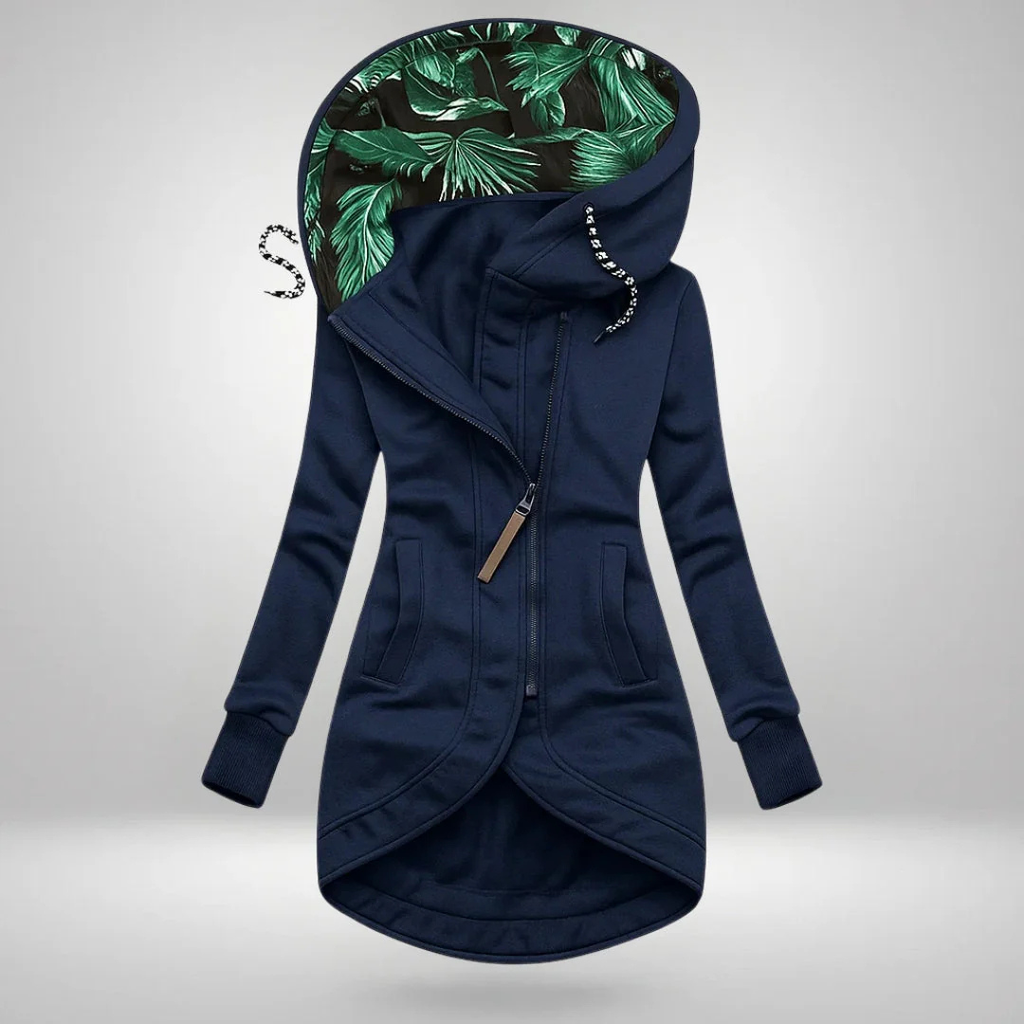 Hooded Curved-Hem Zip Coat – Susan & Anne