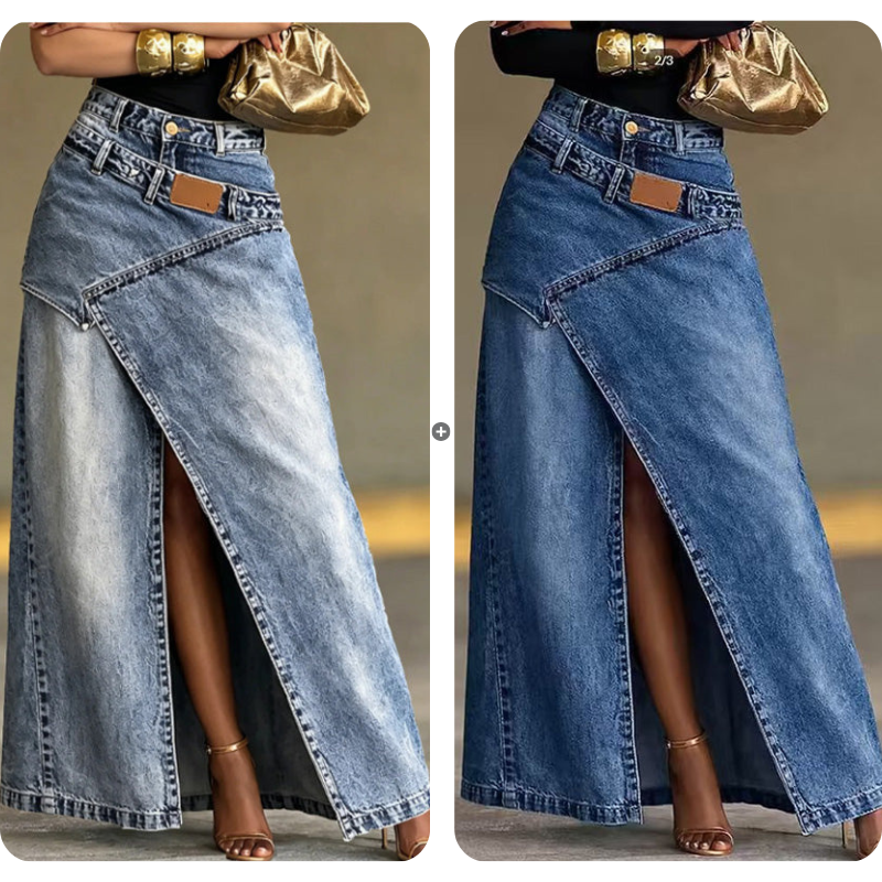 Styled look with the anella vintage-wash maxi skirt