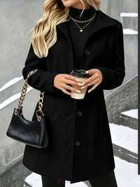 Elegant Wool Coat for Women with Notch Collar Single Breasted Longline Style - Susan & Anne