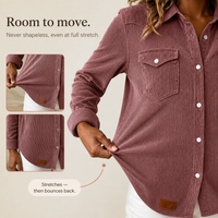 Ribbed Knit Button-Front Shacket - Susan & Anne