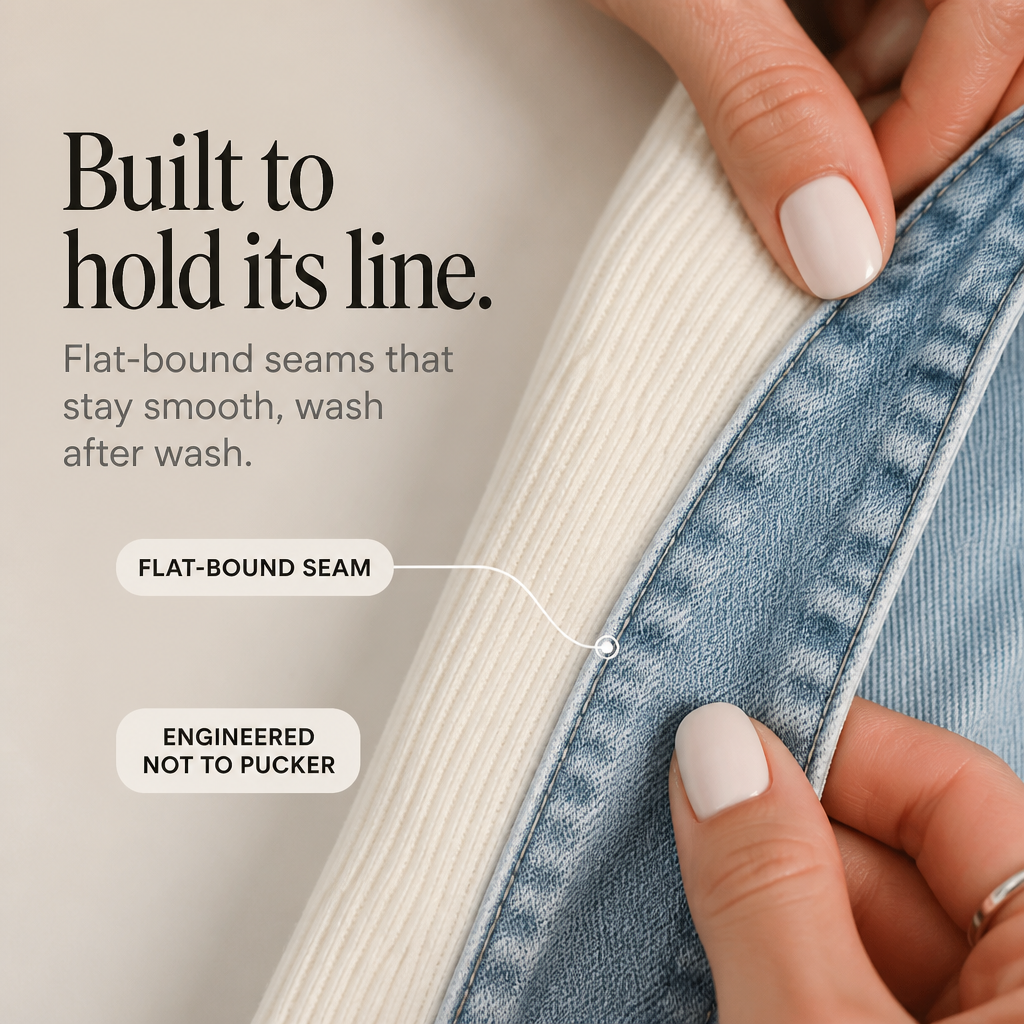 Ribbed Knit Coat With Denim Panels - Susan & Anne