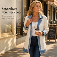 Denim-Trim Ribbed Knit Cardigan Coat – Susan & Anne