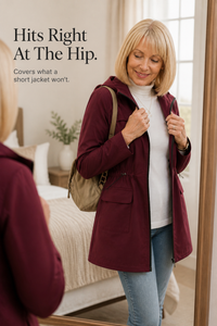Drawstring Waist Hooded Rain Jacket - Susan & Anne