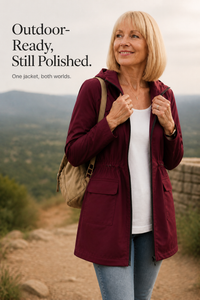 Drawstring Waist Hooded Rain Jacket - Susan & Anne