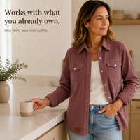 Ribbed Knit Button-Front Shacket - Susan & Anne