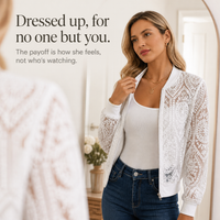 Sheer Floral Lace Bomber Jacket - Susan & Anne