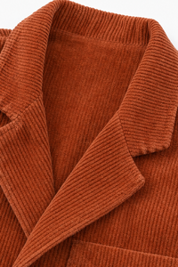 Fine Corduroy-Look Structured-Shoulder Jacket - Susan & Anne