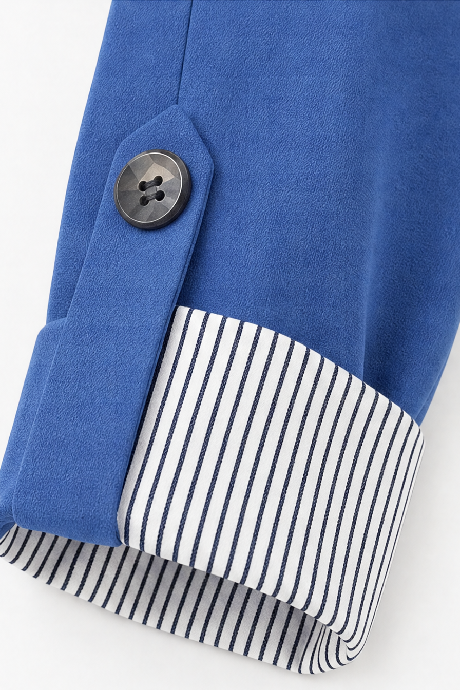 Striped-Cuff Roll-Sleeve Tailored Blazer - Susan & Anne