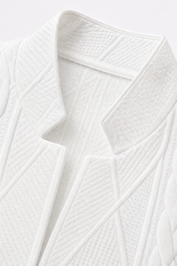 Textured Knit Stand-Collar Open-Front Blazer - Susan & Anne