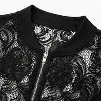 Floral Lace Zip Up Bomber Jacket for Women - Susan & Anne
