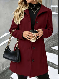 Elegant Wool Coat for Women with Notch Collar Single Breasted Longline Style - Susan & Anne