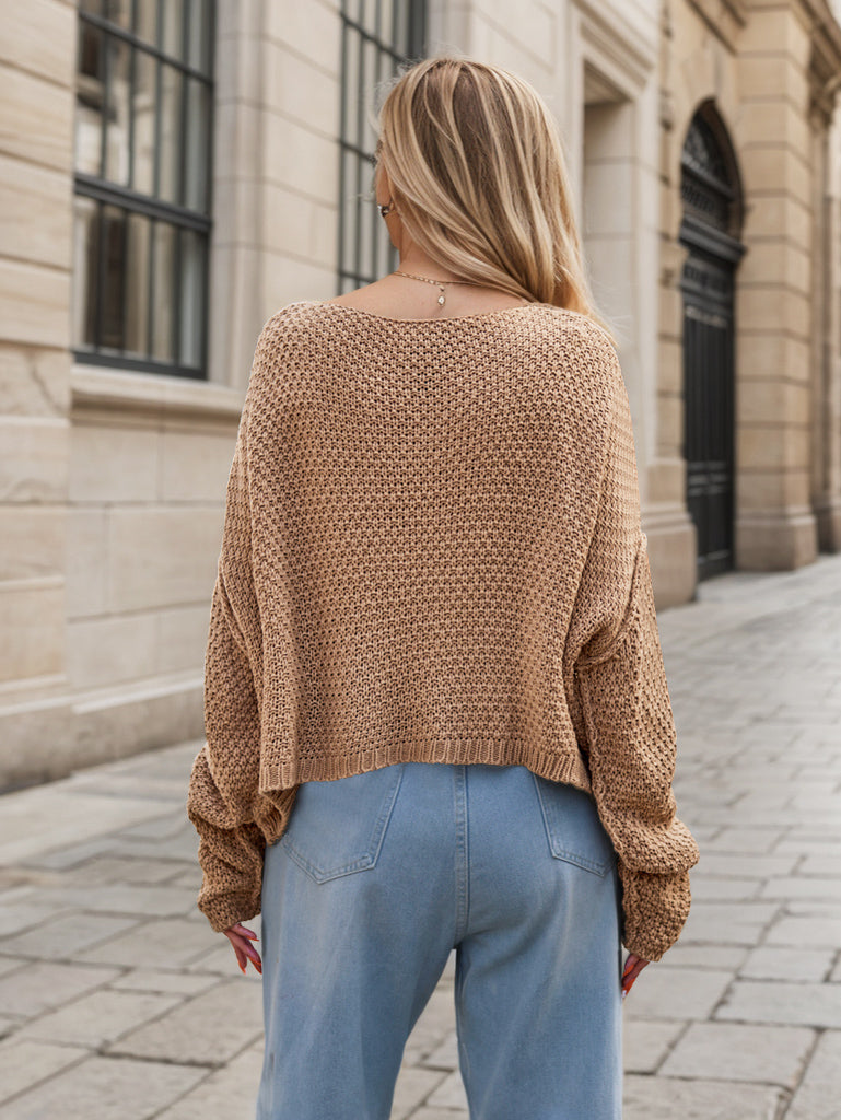Dropped Shoulder Long Sleeve Sweater