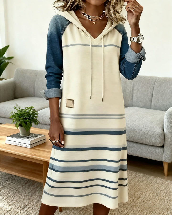 Ceralyn - Hooded Patchwork Dress