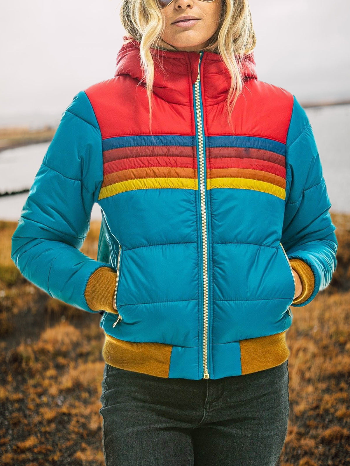 Retro Stripe Quilted Puffer Jacket – Susan & Anne