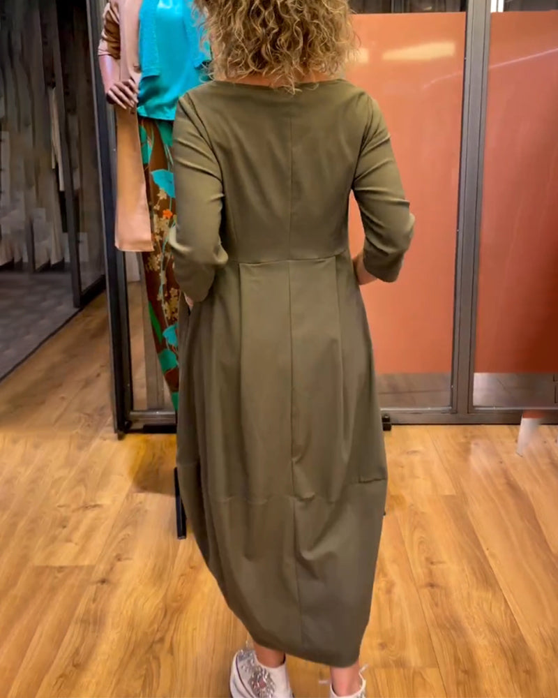 Berenice - 3/4-Sleeve Round-Neck Dress