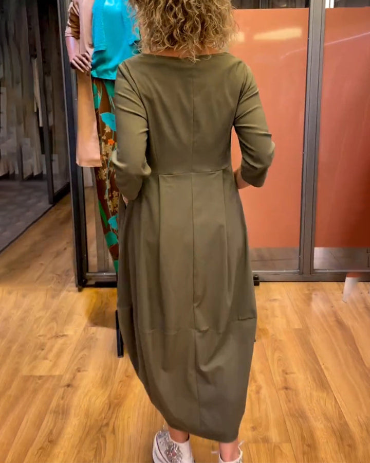 Berenice - 3/4-Sleeve Round-Neck Dress