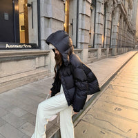 Front view of the rina hooded puffer jacket