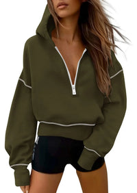 Women's Half Zip Cropped Hoodie