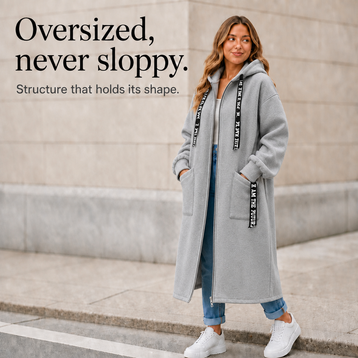 Oversized Hooded Sweatshirt Coat – Susan & Anne