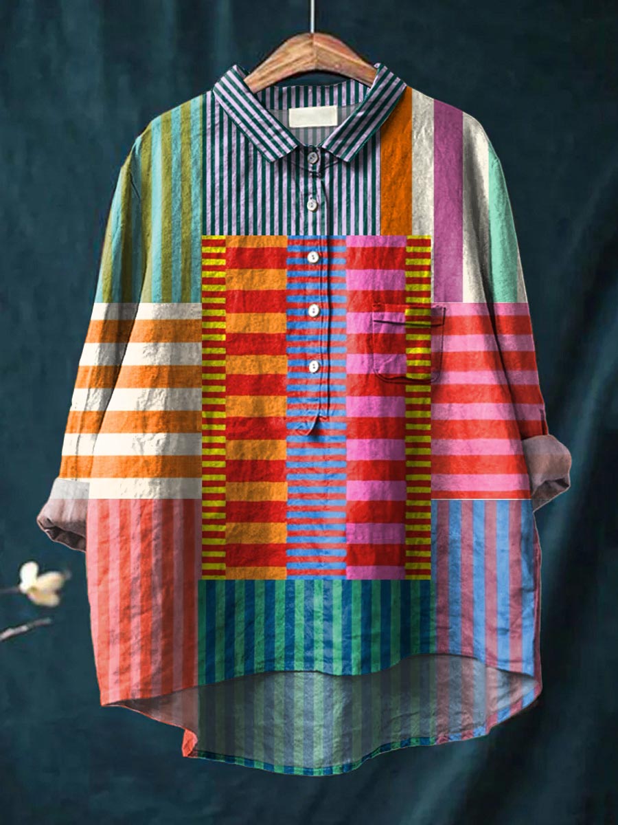 Color-Block Striped Shirt