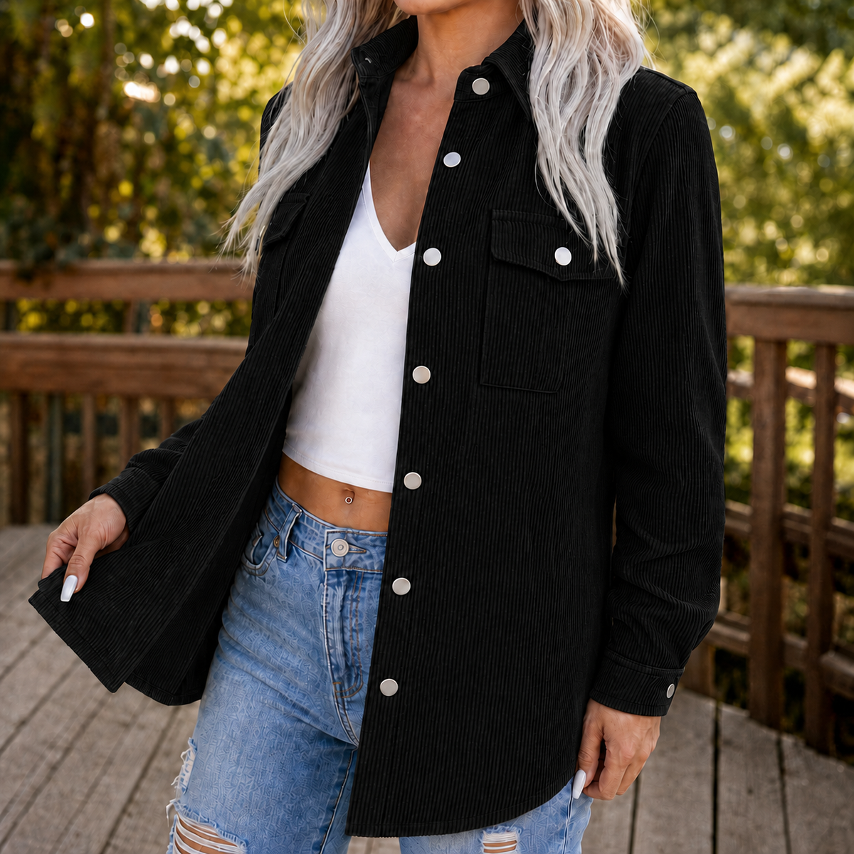 Oversized Wide-Wale Shirt Jacket - Susan & Anne