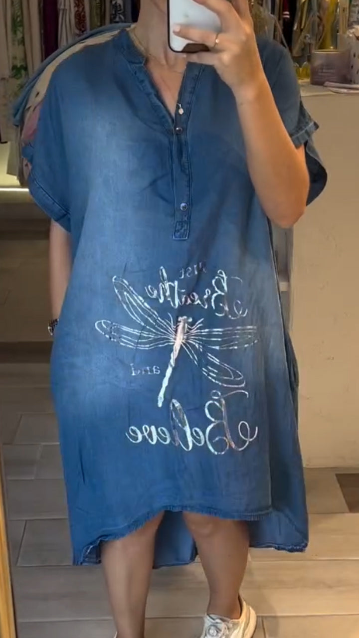 Amandine - Buttoned Denim Dress