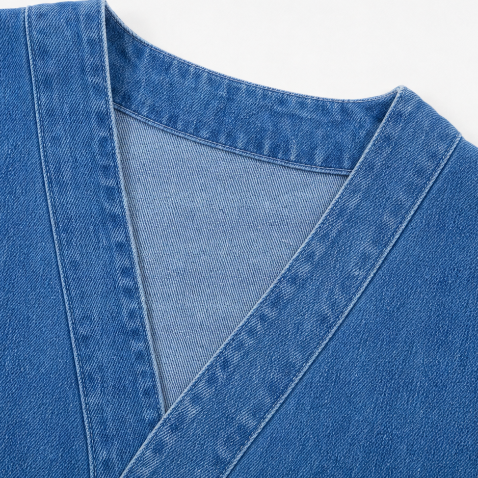 Collarless Soft-Denim-Look Button-Down Cardigan - Susan & Anne