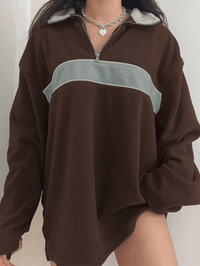 Fleece Patchwork Half Zip Sweatshirt - view 1