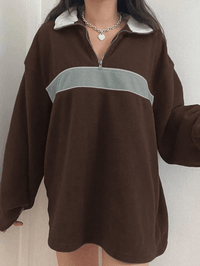 Fleece Patchwork Half Zip Sweatshirt - view 3