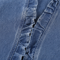 Open Front Ruffle Trim Denim-look Jacket for Women - Susan & Anne