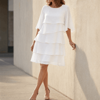 Women's Layered Ruffle Dress White