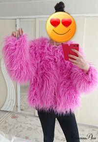 Close-up of the fur elegant fringe coat