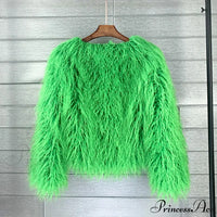 Detail of the fur elegant fringe coat