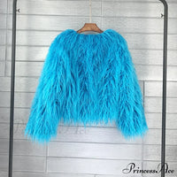 Close-up of the fur elegant fringe coat
