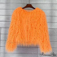 Back view of the fur elegant fringe coat