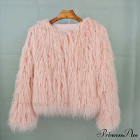 Back view of the fur elegant fringe coat