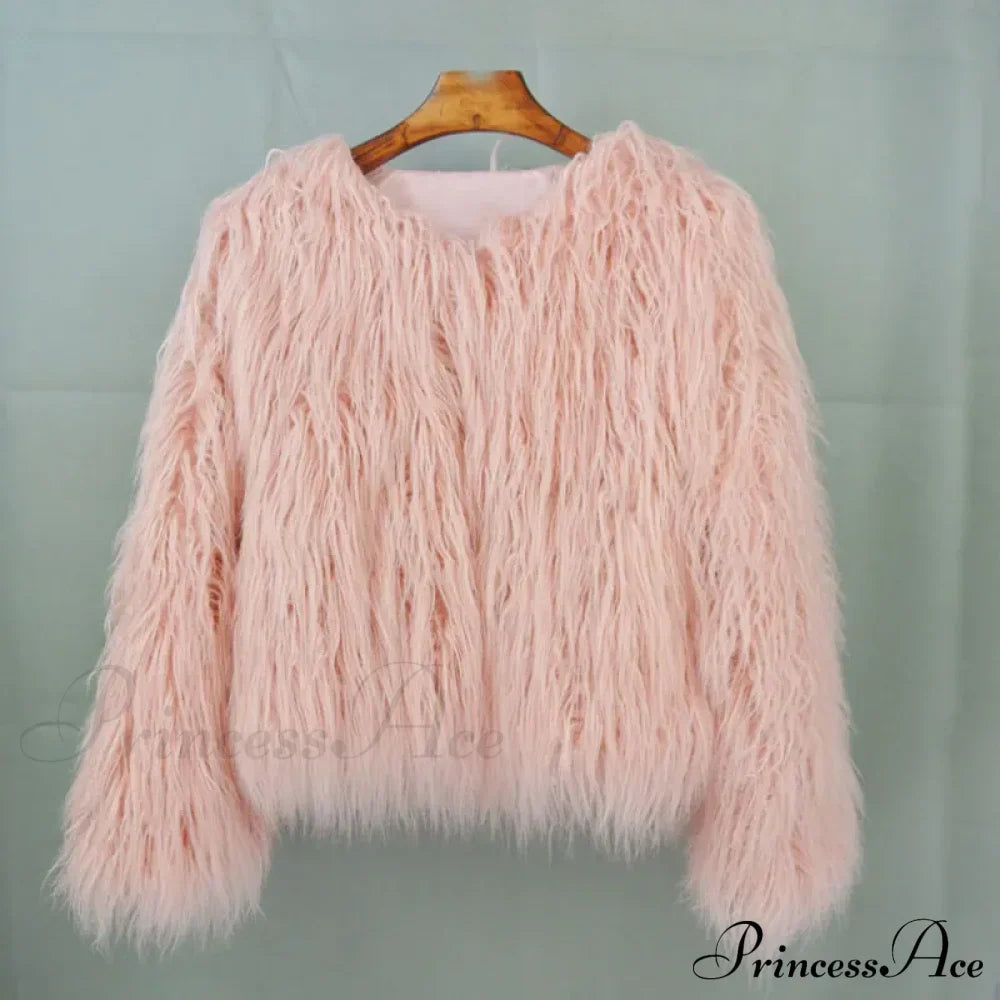 Back view of the fur elegant fringe coat