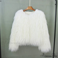 Close-up of the fur elegant fringe coat