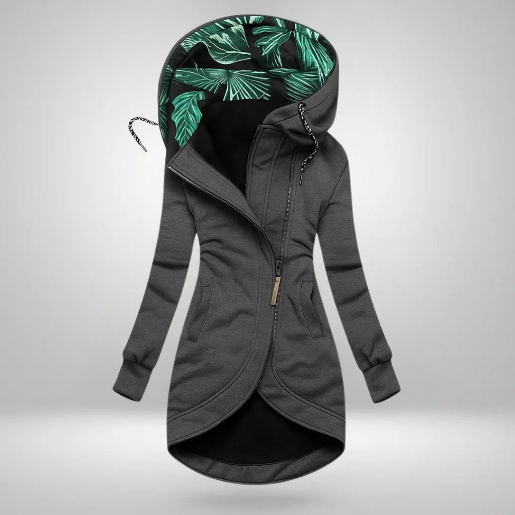 Hooded Curved-Hem Zip Coat – Susan & Anne
